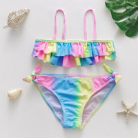 Traje de baño para niñas de 3 a 12 años, traje de baño para chicas adolescentes, conjunto de Bikini de arcoíris para niños, traje de baño de dos piezas para niños, Bikini Infantil - details 1