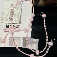 Correa para teléfono móvil con lazo de cuerda colgante, bolas peludas, cordón para teléfono móvil DIY, abalorio largo, correas para el cuello, parche de cordón - details 4