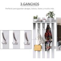 Conjunto de Entrada con Espejo Perchero y Zapatero Muebles de Entrada con 3 Ganchos y 2 Cajones para Pasillo Blanco - details 3