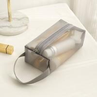 Bolsa de maquillaje de malla portátil informal, bolsa de cosméticos transparente cuadrada ligera con cremallera, estuches de cosméticos de gran capacidad para baño - details 10