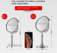 Espejo de tocador giratorio de 180° con base independiente, espejo bidireccional, vista regular y aumento de 3x - details 6