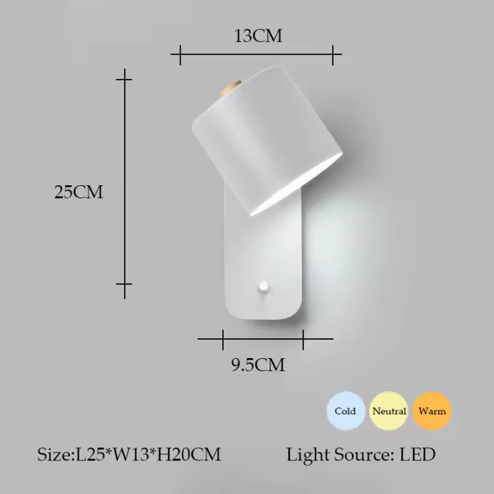 LEFAN-Lámpara de pared con interruptor para dormitorio, iluminación decorativa de 25CM para pasillo, estudio, restaurante - 1