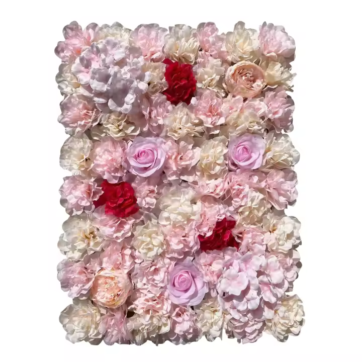 Paneles de flores artificiales de seda para pared, decoración de fondo de 24x16 pulgadas para interior y exterior, 20 piezas - 1