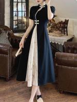 Vestido elegante de talla grande para mujer, nuevo estilo, Cheongsam mejorado, pintura de tinta Oriental, verano - details 2