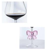 1 pieza de copa de vino roja transparente decorada con lazo rosa grande, copas de champán, copas de vino - details 3