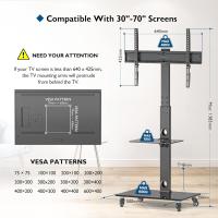 Soporte TV Ruedas para Pantallas de Plasma/LCD/LED de 30-70 Pulgadas hasta 40 kg, Soporte TV Suelo con 6 Ajustes de Altura Ajustable de Vidrio Templado de 2 Niveles, 600x400 mm - details 6