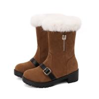 Nuevas botas de nieve casuales de tacón bajo botas bajas de borde peludo de gran tamaño - details 3