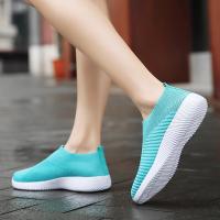 Zapatos de calcetines transpirables para mujer, zapatillas deportivas suaves para caminar, informales, a la moda, color azul - details 6