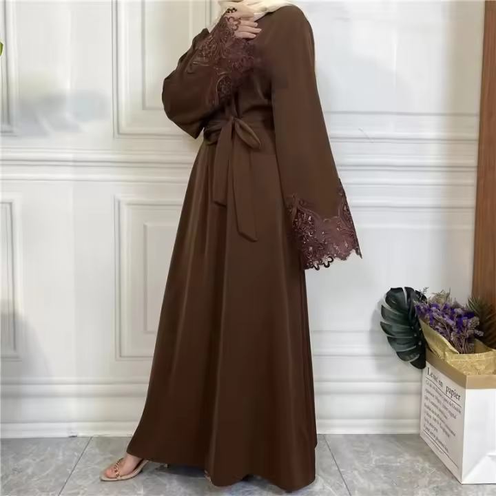 Vestido largo Abaya Jilbab para mujer musulmana, mezclilla con cremallera Ence, moda de color sólido, Dubai Abayas - 1