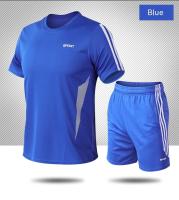 Conjunto deportivo de verano con tres rayas, pantalones cortos de manga corta, holgados para correr, secado rápido y transpirable - details 10