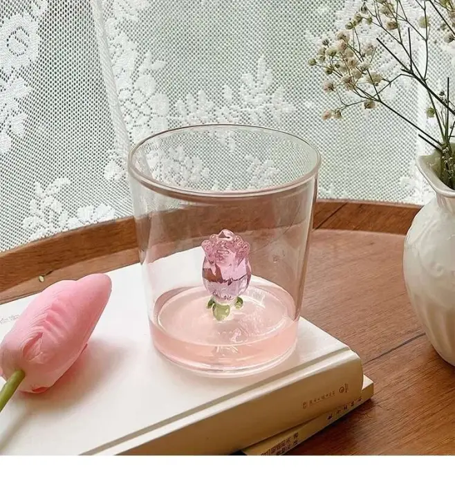 1 pieza 3D Rosa de cristal incorporado copas de vino tinto copas copas flauta de champán regalo para el hogar - 1