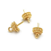 Perlas de latón de alta calidad con baño de oro de 18K, media perforación, para conectar dijes, tapas de perlas, accesorios para la fabricación de joyería DIY para mujeres - details 46