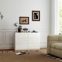 Cómoda con 6 Cajones Cómoda de Dormitorio Moderno con Diseño Anti-vuelco Cajonera para Salón Pasillo 112x34x75 cm Blanco Brillo - details 7