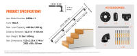 SucceBuy Pasamanos de escalera de tubo, acero al carbono, soporte industrial para montaje en pared, esquina redonda para uso interior y exterior - details 5