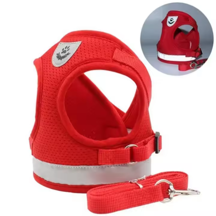 Correa Ajustable para Perros Correa de Arnés de Malla con Cuerda de Tracción XS/S/M/L/XL - 1