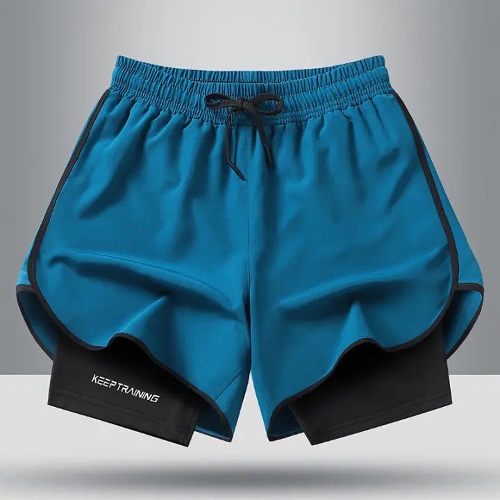 Pantalones cortos deportivos 2 en 1 para hombre, correr rápido, gimnasio con bolsillos para exterior - 1