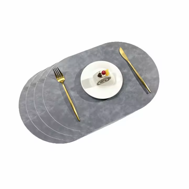 Manteles y posavasos,Manteles individuales de cuero de doble cara: decoración de mesa antideslizante y lavable - Juego de 4 - 1