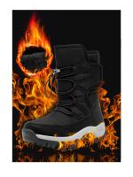 Botas de nieve impermeables para mujer, botines de piel cálida, con plataforma, color negro, a la moda, Invierno - details 5