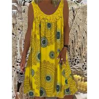 Vestido Midi De Encaje Elegante Con Estampado Vintage Para Mujer Verano Sin Mangas Cuello Redondo Casual Comodidad A-Line - details 2