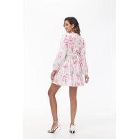 Vestido corto de encaje con cuello en V estampado de temperamento dulce nuevo de primavera para mujer - details 36