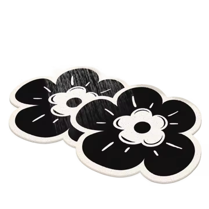Alfombra de baño con forma de flor de PVC para el hogar, alfombrilla antideslizante de secado rápido para el suelo, felpudo absorbente de agua hueco para sala de estar - 1
