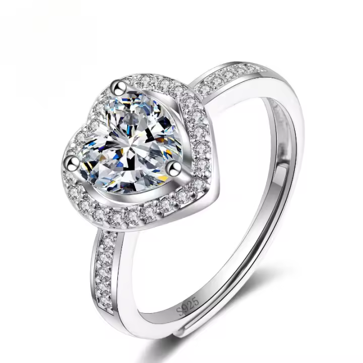 Anillo de amor sencillo de moissanita para mujer con apertura ajustable. - 1