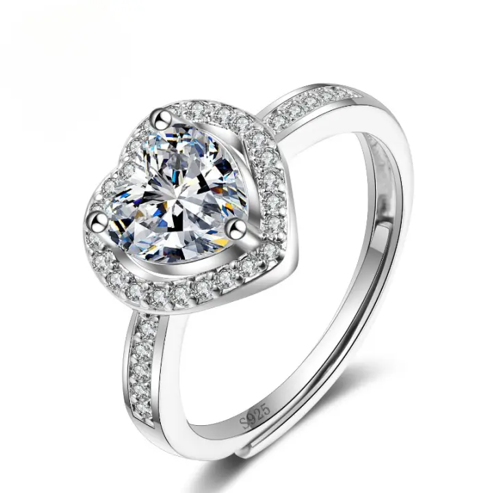 Anillo de amor sencillo de moissanita para mujer con apertura ajustable. - 1