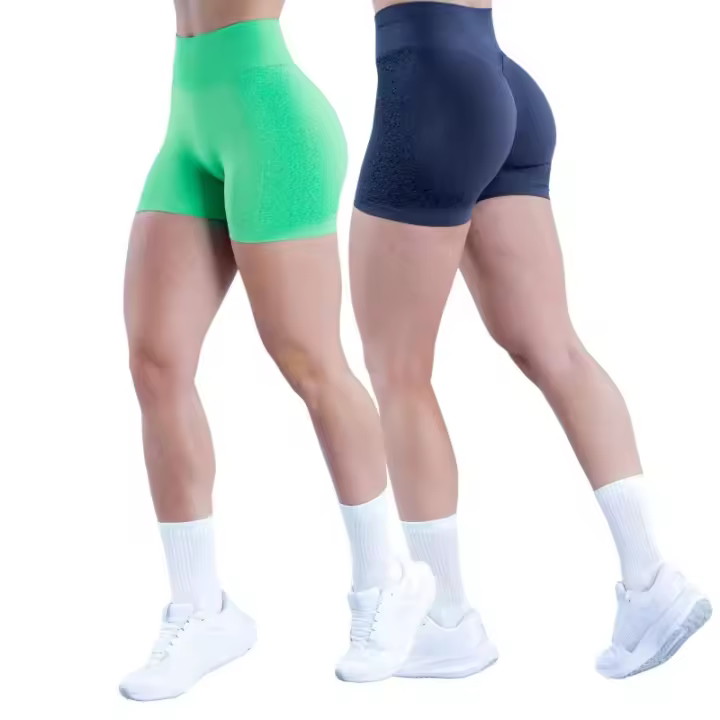 Shorts deportivos de cintura alta sin costuras para mujer, shorts de yoga para levantamiento de glúteos, shorts deportivos transpirables para fitness, ropa deportiva - 1