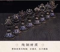 Tesoros Xizang productos emitió por lotes cobre puro ocho adornos budistas tántricos propicios azul antiguo - details 3