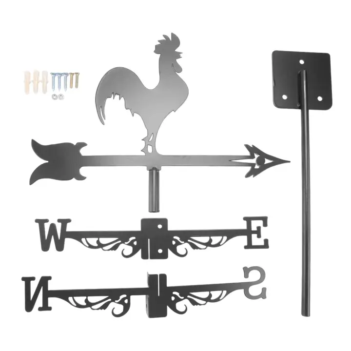 Rooster Weathervane Silhouette-indicador de dirección del viento decorativo para patio al aire libre, granja, Retro - 1