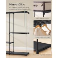Armario de Ropa, Perchero, Burro Ropa, 124 x 43 x 182 cm, 2 Secciones para Colgar, con Compartimentos, Gran Capacidad, para Dormitorio, Salón, Lavandería, Topo RYG026R02 - details 13