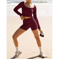 BUNO-Conjunto de ropa de estar por casa para mujer, tops ajustados de manga larga y pantalones cortos de motorista, 2 piezas, verano, 2025 - details 60