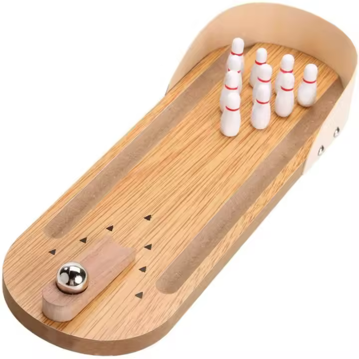 Mini juego de bolos de mesa, tablero de madera, Mini Arcade de escritorio, pequeño palo de tiro - 1