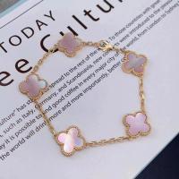 Delicadas pulseras de trébol de cuatro hojas en oro de 14 quilates para mujer, joyería de flores de la suerte - details 2