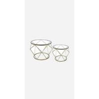 Redonda, Juego de 2 Mesas auxiliares, Juego de Mesas Auxiliares con Estructura de Metal, Pequeña Mesa Auxiliar para Sala de Estar, Dormitorio, Oficina, Blanco CT18703W - details 9
