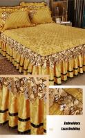 Colcha cálida de felpa dorada para invierno, fundas de almohada de lujo con juego de cama, falda de cama engrosada, algodón bordado - details 2