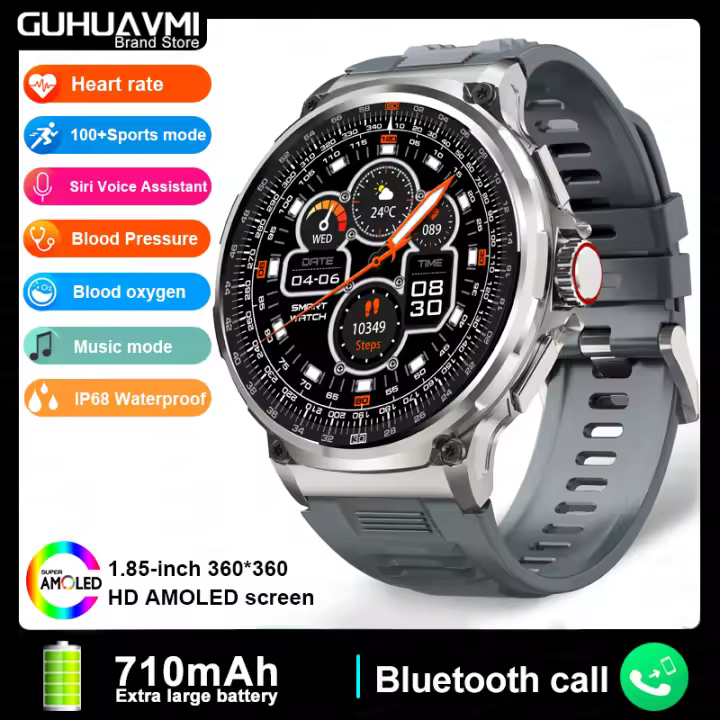 Reloj inteligente con seguimiento GPS para hombre, pulsera con Pantalla AMOLED Ultra HD de 2024 pulgadas, batería de 1,85 Mah, Bluetooth, llamadas, para Android e IOS, novedad de 710 - 1