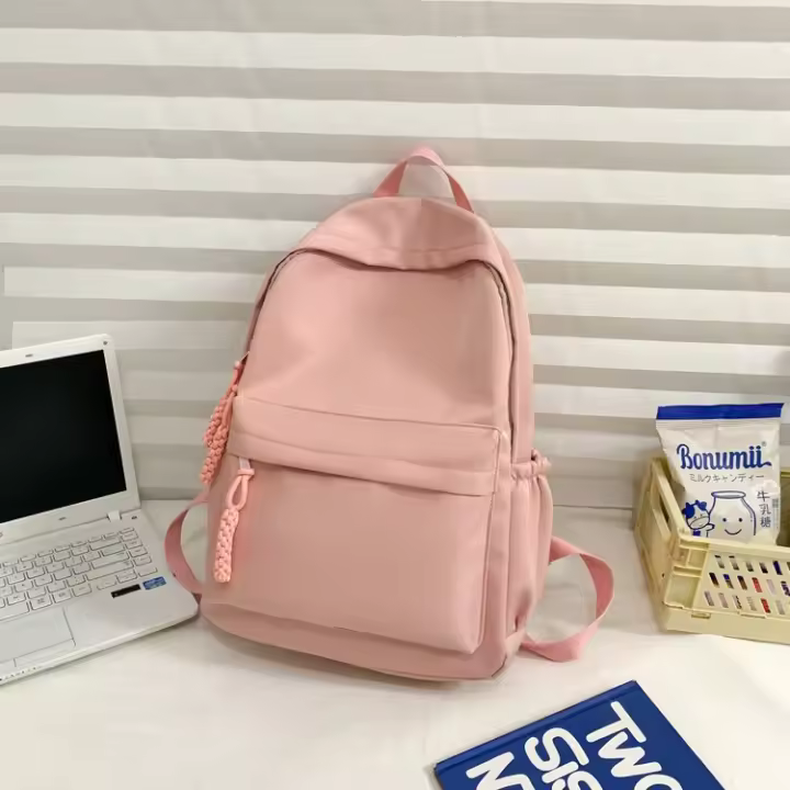 Mochila Escolar de Gran Capacidad Nylon para Revestir, Color Sólido Ideal para Estudiantes de Secundaria y Universidad - 1