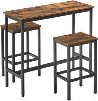 Juego de Mesa y Taburetes de Bar Mesa de Desayuno de Acero con 2 Taburetes - details 0