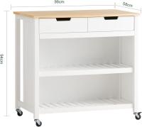 Carrito de Cocina con 2 cajones y 2 estantes, con Tablero Grande, Madera de ingeniería, Blanco, L98 x P58 x H94cm,ES - details 4