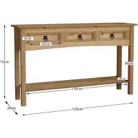 Mesa consola de pino macizo encerado con estante de madera de pino - details 1