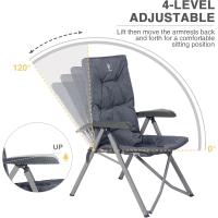 Silla de Camping Plegable Capacidad de 150 kg Respaldo Alto tamaño pequeño Plegable Silla de jardín Acolchada de Lujo con 4 Posiciones, Silla de Pesca Ajustable para balcón - details 5
