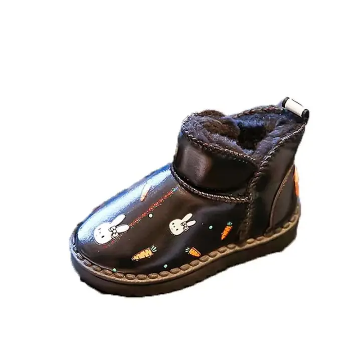 Nuevas botas de nieve bonitas de dibujos animados a la moda para niños pequeños, zapatos mullidos de invierno naturales para niñas, marca cálida 2025 barata - 1