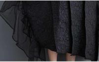 EAM mujeres negro tamaño grande encaje empalmado 3D wer vestido nuevo cuello redondo manga tres cuartos moda Primavera otoño 2025 31A0706 - details 12