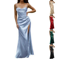 Vestido de corsé de satén con tirantes finos para mujer, vestido de noche, vestido de pescado, Vestido de realce - details 6