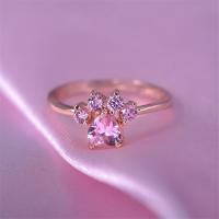 Anillos de Compromiso de Cristal de Gato Dibujos Animados para Mujer Joyería de Boda Elegante de Circonita Cúbica Rosa - details 1