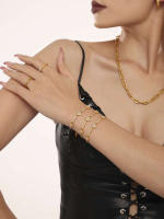 Pulsera de Cadena de Maple inoxidable with surrounded Chapado en Gold Pulsera ajustable de las mujeres Joyería de lujo de las mujeres - details 2