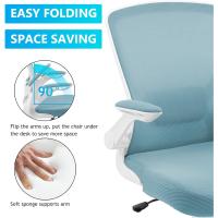 9060 Silla de oficina ergonómica con reposabrazos plegables, silla de ordenador giratoria de malla de 360 ° , gris claro - details 12