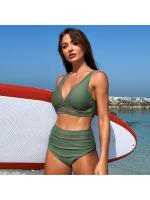 Traje de baño bikini de tres piezas sexy para mujer 2025 con blusa dividida y falda de playa. - details 5
