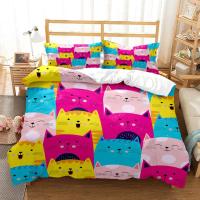 Juego de Ropa de Cama con Estampado de Gato Encantador Funda de Cojín y Cubierta de Edredón de Lujo para Reina Estilo Personalizado para Niños - details 6